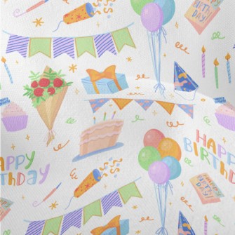 Colorful Birthday Balloon Cake Lightweight Performance Linen