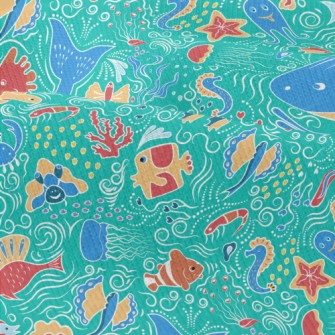 Doodle Various Marine Life Modern Jersey