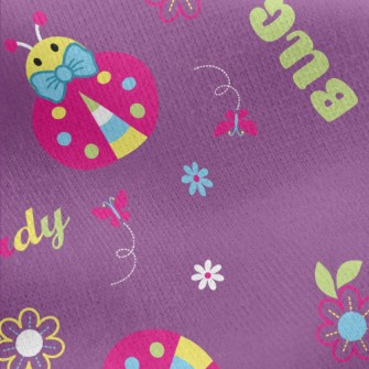 Colorful Ladybug Flowers Jersey Backed Fleece