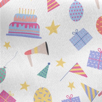 Birthday Cake Gift Balloon Fla Jersey Backed Fleece