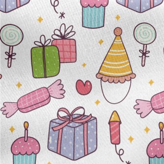 Party Hat Gift Cake Candy Jersey Backed Fleece
