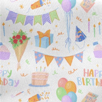 Colorful Birthday Balloon Cake Jersey Backed Fleece