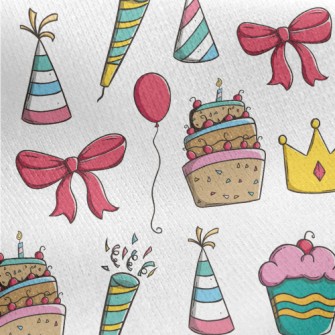 Birthday Cake Hat Balloon Popp Jersey Backed Fleece
