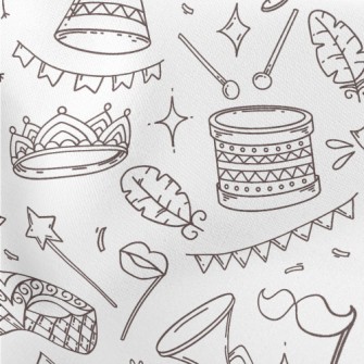 Doodle Carnival Masks And Musi Lightweight Cotton Poplin