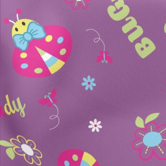 Colorful Ladybug Flowers Lightweight Cotton Poplin