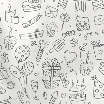 Line Birthday Cake Banner Gift Lightweight Cotton Poplin