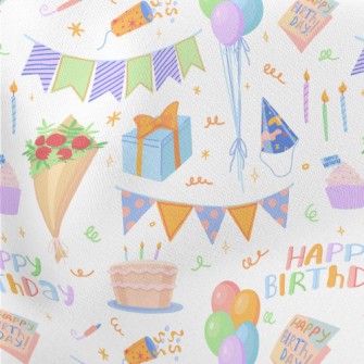 Colorful Birthday Balloon Cake Lightweight Cotton Poplin