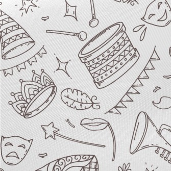 Doodle Carnival Masks And Musi Midweight Cotton Poplin