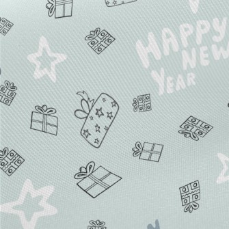 Happy New Year And Gift Stars Midweight Cotton Poplin