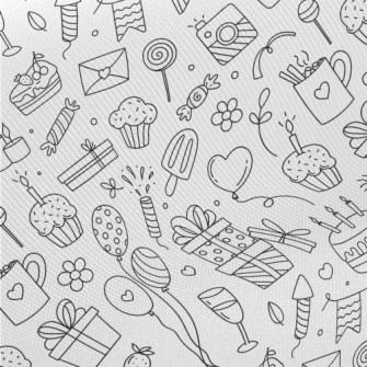 Line Birthday Cake Banner Gift Midweight Cotton Poplin