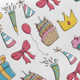 Birthday Cake Hat Balloon Popp Midweight Cotton Poplin