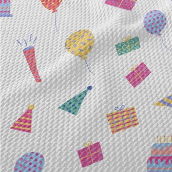 Birthday Gift Cake Balloon Pat Birdseye Piqué