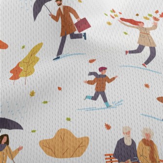 Various Passers-by In Autumn Athletic Mesh Flat Back