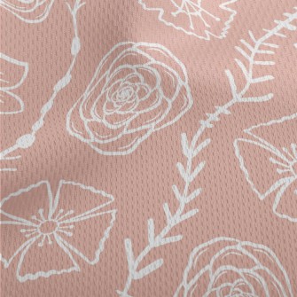 Delicate Line Flowers Athletic Mesh Flat Back