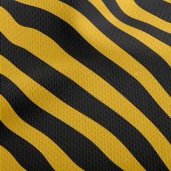 Yellow And Black Warning Strip Athletic Mesh Flat Back