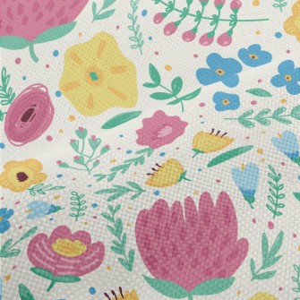 Hand Drawn Doodle Colorful Flo Performance Linen
