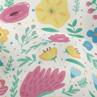 Hand Drawn Doodle Colorful Flo Lightweight Performance Linen