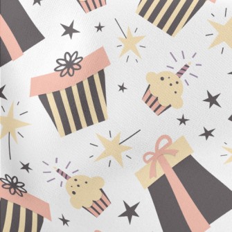 Birthday Cake Gift Star Patter Lightweight Cotton Poplin