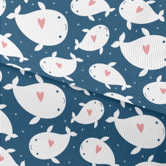 Heart Shaped White Whale Waterproof Oxford