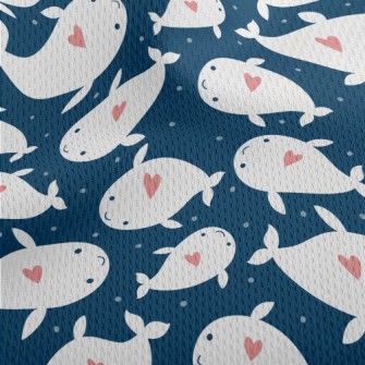 Heart Shaped White Whale Athletic Mesh Flat Back