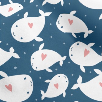Heart Shaped White Whale Micro Fleece
