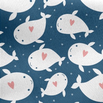 Heart Shaped White Whale Jersey Backed Fleece