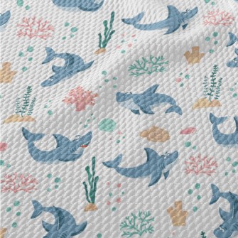 Playful Shark Swimming Birdseye Piqué