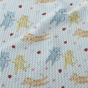 Cute Kittens Holding Hands Birdseye Piqué