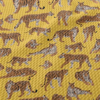 Tigers In Different Poses Birdseye Piqué