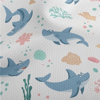 Playful Shark Swimming Athletic Mesh Flat Back