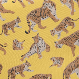Tigers In Different Poses Twill