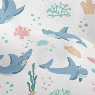Playful Shark Swimming Lightweight Performance Linen