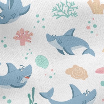 Playful Shark Swimming Jersey Backed Fleece
