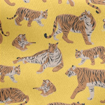 Tigers In Different Poses Jersey Backed Fleece