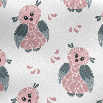 Owl With Water Drop Feathers Jersey Backed Fleece