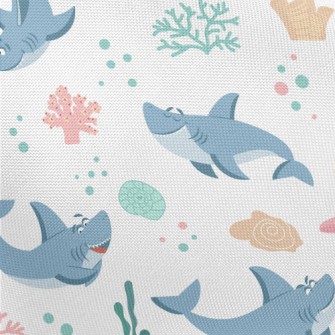 Playful Shark Swimming Pongee