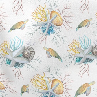A Turtle Swimming In The Color Lightweight Cotton Poplin