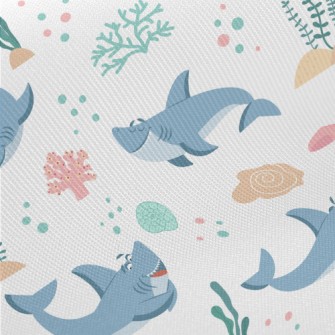 Playful Shark Swimming Midweight Cotton Poplin