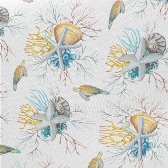 A Turtle Swimming In The Color Midweight Cotton Poplin