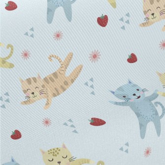 Cute Kittens Holding Hands Midweight Cotton Poplin