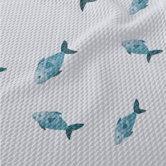 Minimalist Blue Fish Birdseye Piqué