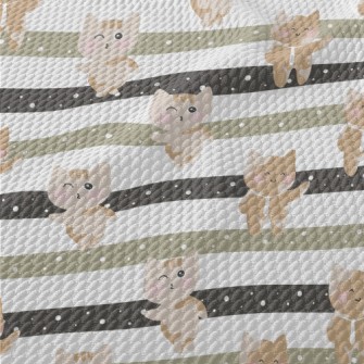 Playful Kitten Going To Work Birdseye Piqué