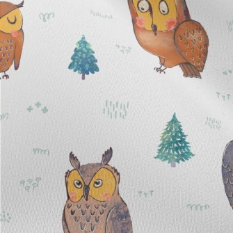 Owl And Fantasy Green Trees Chiffon