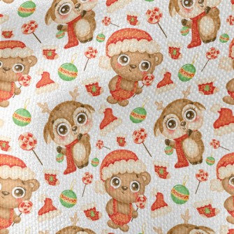 Deer And Bear Celebrating Chri Waterproof Canvas