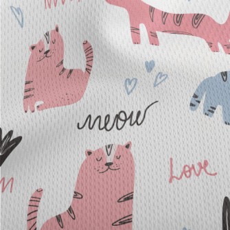 Hand Drawn Cute Kitten Athletic Mesh Flat Back