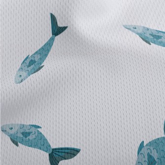 Minimalist Blue Fish Athletic Mesh Flat Back