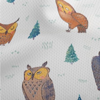 Owl And Fantasy Green Trees Athletic Mesh Flat Back