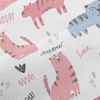 Hand Drawn Cute Kitten Performance Linen