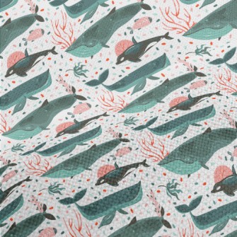 Whale Swimming Underwater Performance Linen