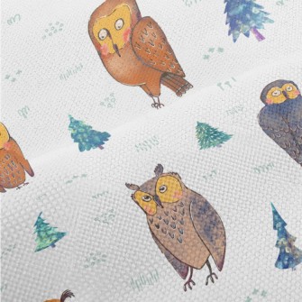 Owl And Fantasy Green Trees Performance Linen